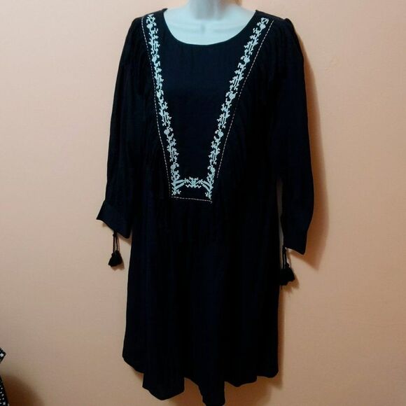 My Sunday Morning ZAKARI embroidered dress with fringes oversized boho 2/S-M - Picture 3 of 8